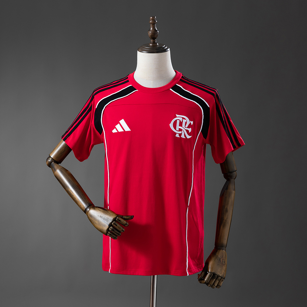 Mens Flamengo Casual Red Jersey 2025/26 Mens Flamengo Casual Red Jersey 2025/26 front view on display