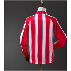 Mens Atletico Madrid Retro Long Sleeve Home Jersey 1994/95 front view on display