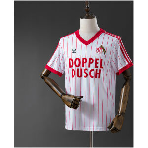 Mens FC Koln Retro Home Jersey 1982/83 Mens FC Koln Retro Home Jersey 1982/83 front view on display