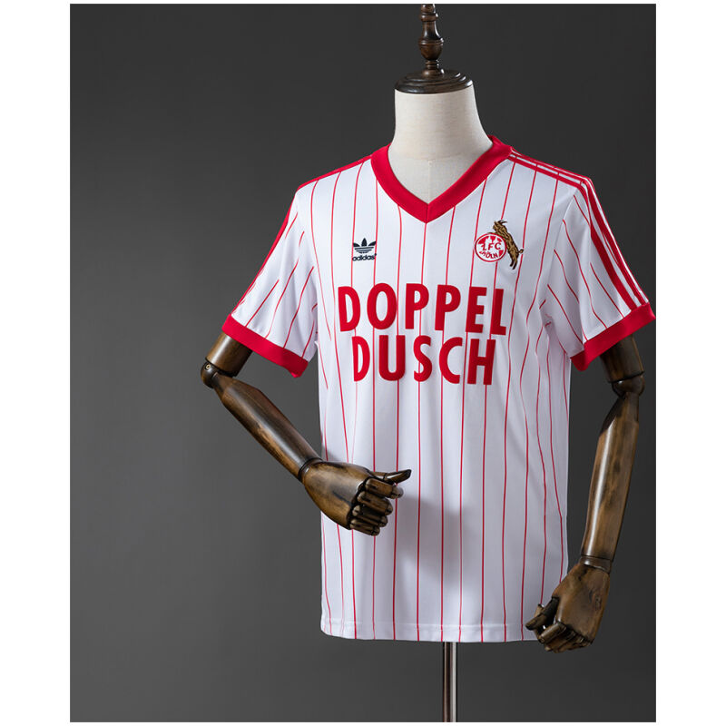 Mens FC Koln Retro Home Jersey 1982/83 Mens FC Koln Retro Home Jersey 1982/83 front view on display