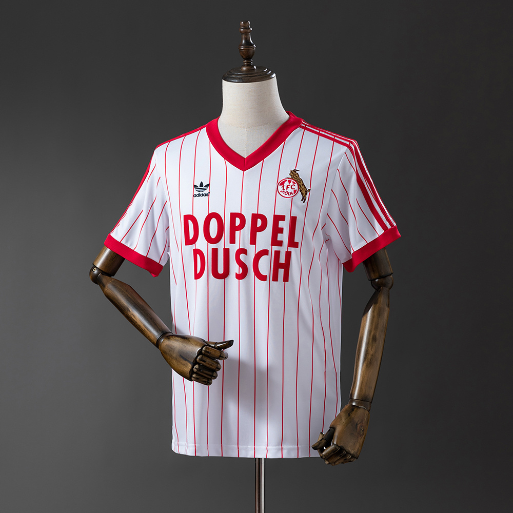 Mens FC Koln Retro Home Jersey 1982/83 Mens FC Koln Retro Home Jersey 1982/83 front view on display