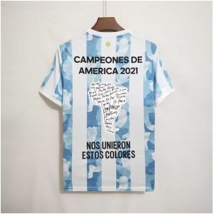 Mens Argentina Copa America Championship Edition Blue And White Retro Jersey 2021 back view detail
