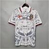 Mens World Cup Mexico Retro Away Jersey 1998 on mannequin showing white body and Aztec Sun Stone