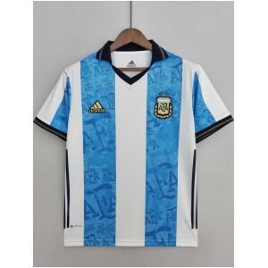 Mens World Cup Argentina commemorative Edition Blue And White Jersey 2022 on hanger showing monogram stripes