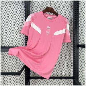 Mens Miami pink casual Jersey 2025/26 showing centered emblems and white chevron panels