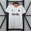 Mens Roma Retro Away Jersey 1992/94 on hanger showing white body and maroon polo collar with stripes