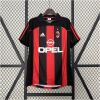 Mens AC Milan Retro Home Jersey 2001/02 front view showing stripes and Opel sponsor