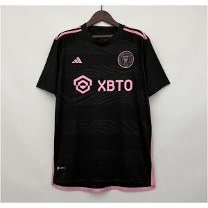 Mens Inter Miami Away Jersey 2023/24 black shirt showing pink crest and XBTO sponsor