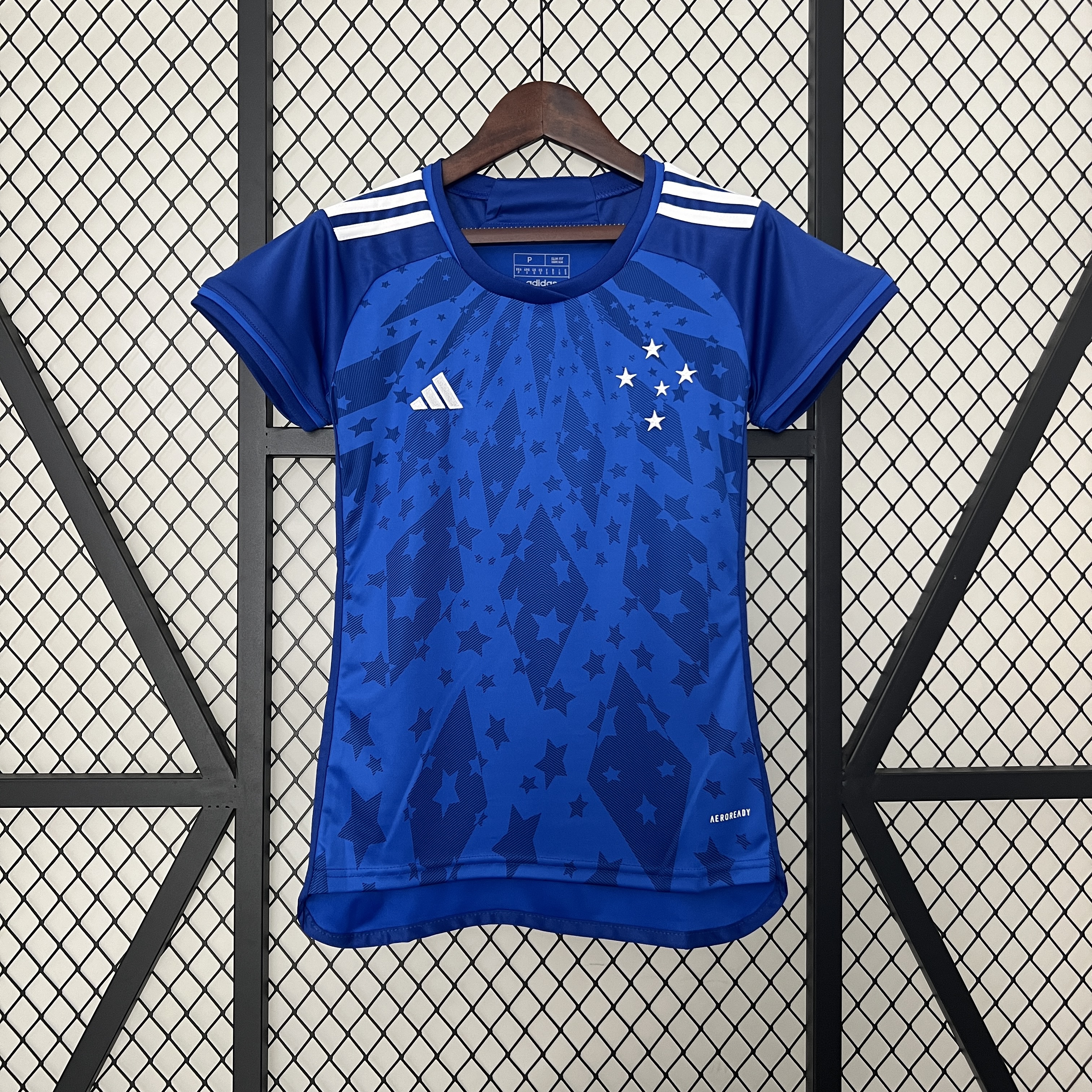 Womens Cruzeiro Home Jersey 2024/25 Womens Cruzeiro Home Jersey 2024/25 front view on display