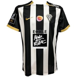 Mens Angers SCO home jersey black and white stripes front view