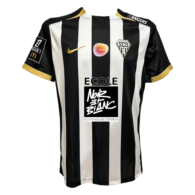 Mens Angers SCO Home Jersey 2025/26 Mens Angers SCO home jersey black and white stripes front view