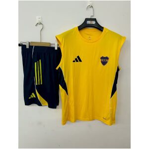 Mens Boca Juniors yellow Training Kit 2025/26 front view of sleeveless set