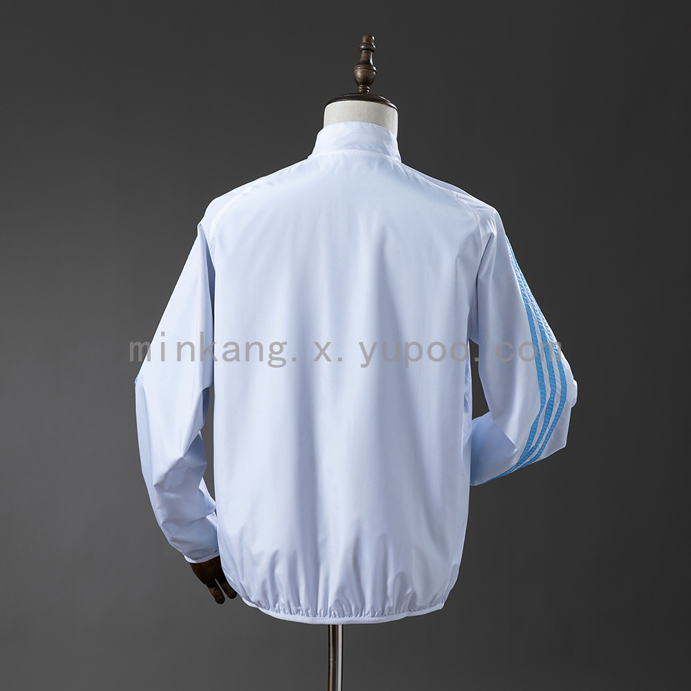 Mens Argentina Trench Coat Reversible White and Blue Windbreaker 2025 Mens Argentina Trench Coat Reversible White and Blue Windbreaker 2025 back view detail