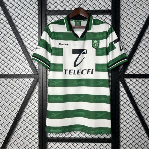 Mens Sporting Lisbon Retro Home Jersey 1999/00 Mens Sporting Lisbon Retro Home Jersey 1999/00 front view with polo collar