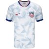 White USA jersey with ice-blue geometric print and US Soccer crest front view