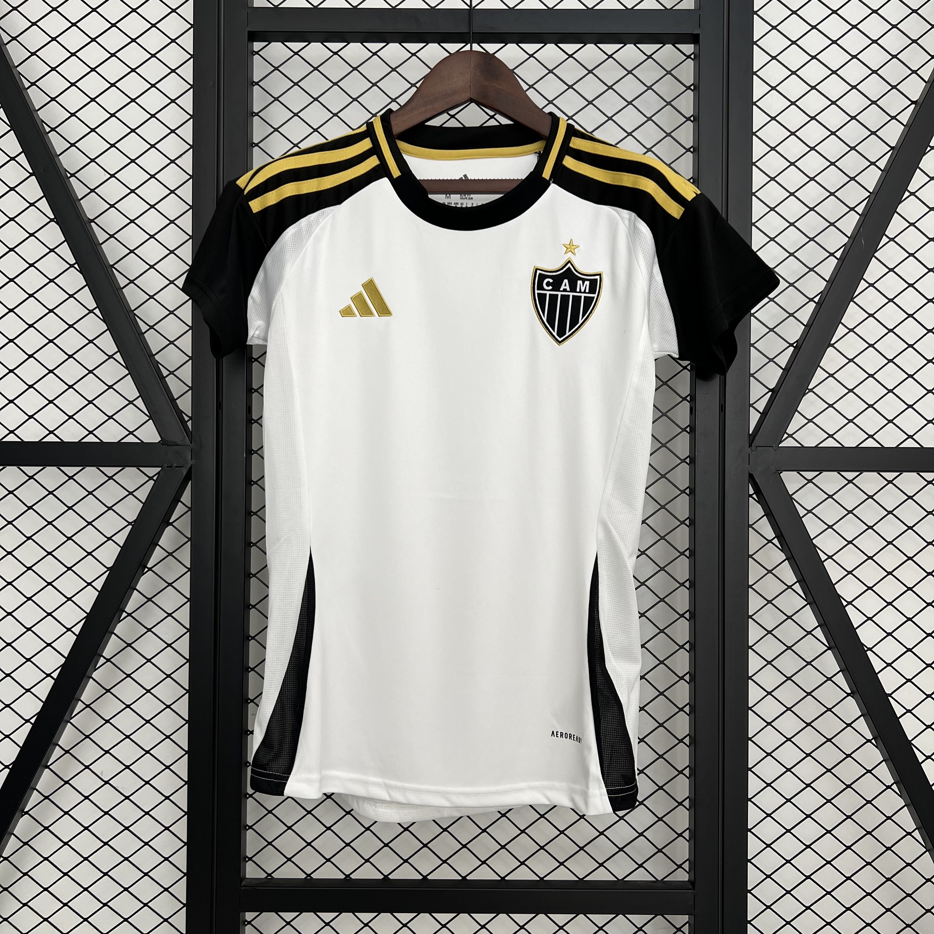 Womens Atletico Mineiro Away Jersey 2025/26 Womens Atletico Mineiro Away Jersey 2025/26 front view in white with black sleeves