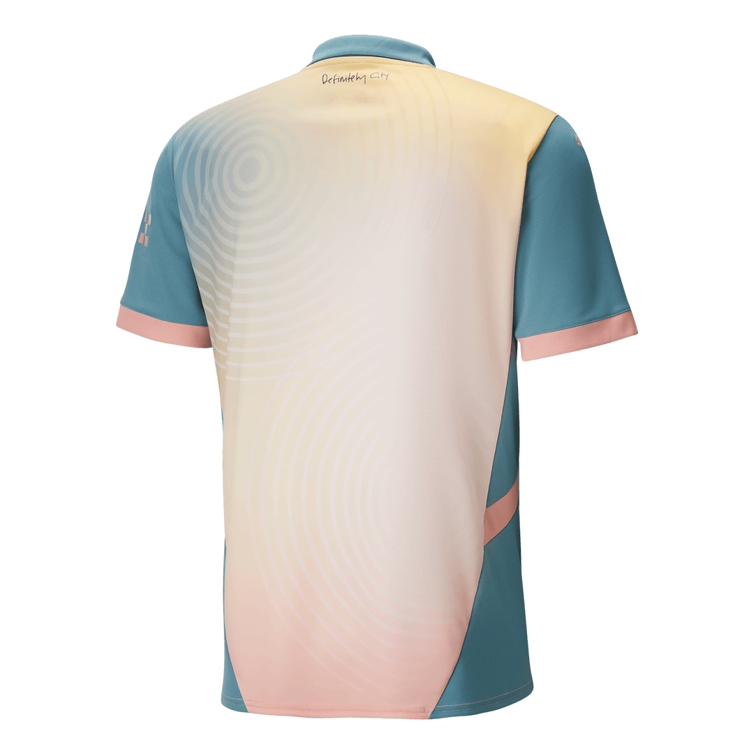 Mens Manchester City Fourth Jersey 2024/25 Mens Manchester City Fourth Jersey 2024/25 rear view showing authentic team styling