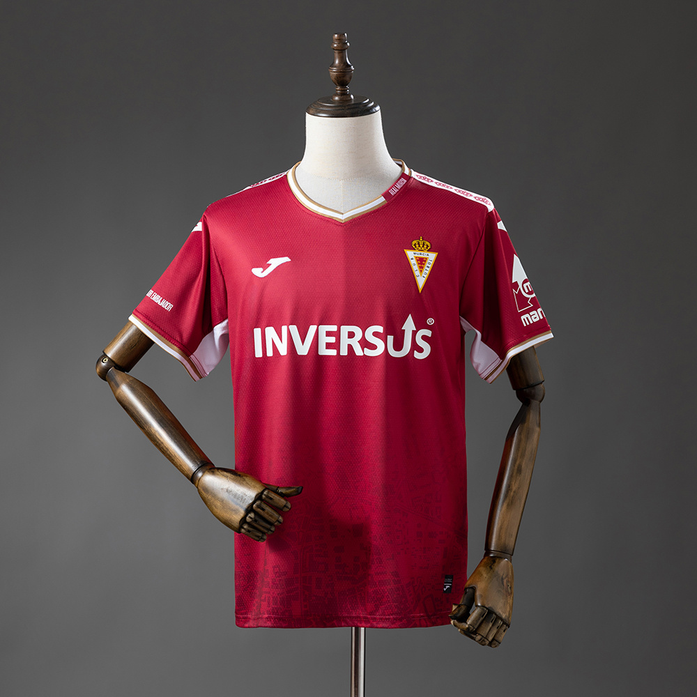 Mens Murcia Real red Home Jersey 2025/26 Mens Murcia Real red Home Jersey 2025/26 front view on display