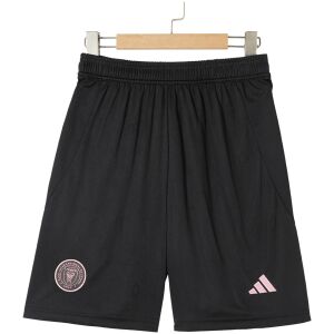 Mens Inter Miami CF Away Shorts 2025 front view in black with pink branding