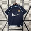 Mens West Ham United Retro Third Jersey 1999/01 on hanger showing navy body with sky blue piping and Dr. Martens
