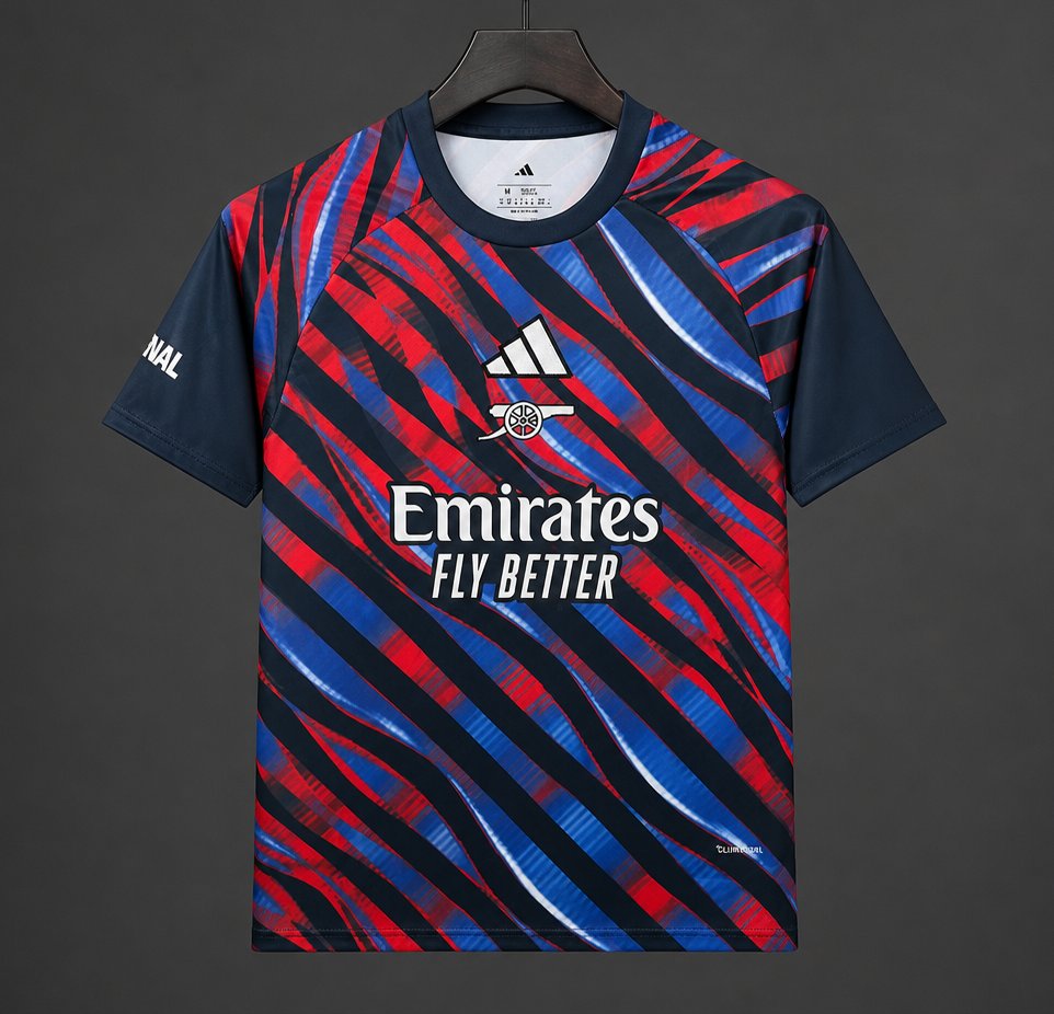 Mens Arsenal Pre-Match Jersey Navy Blue Brushstroke 2026/27 Mens Arsenal Pre-Match Jersey Navy Blue Brushstroke 2026/27