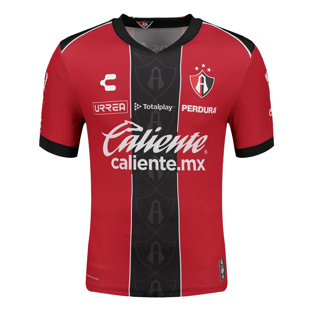 Mens Atlas de Guadalajara Home Jersey 2025/26 Mens Atlas de Guadalajara home jersey red shirt with black stripe front view