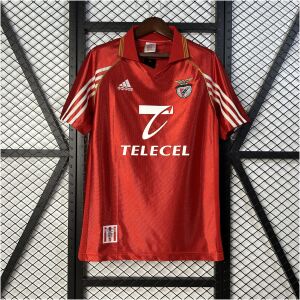 Mens Benfica Retro Home Jersey 1998/99 Mens Benfica Retro Home Jersey 1998/99 front view showing red polo collar and crest