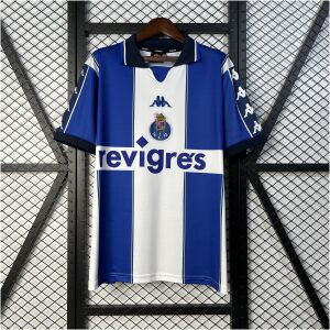 Mens Porto Retro Home Jersey 1999/00 front view in striped blue and white
