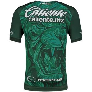 Mens Club León Player Version Home Match Jersey 2026/27 green shirt back view with lion graphic, Caliente script and Mazda logo
