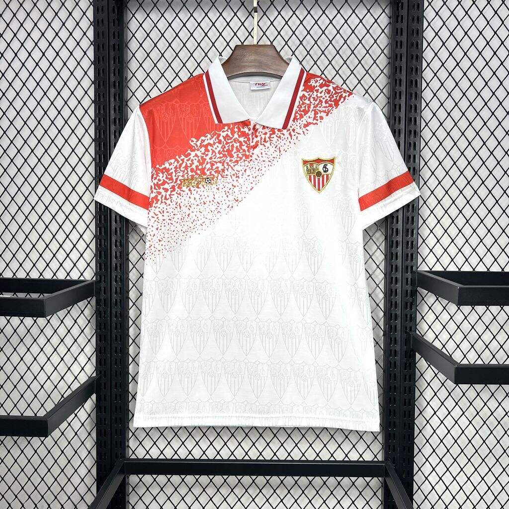 Mens Sevilla Retro Home Jersey 1993/94 Mens Sevilla Retro Home Jersey 1993/94 front view on display