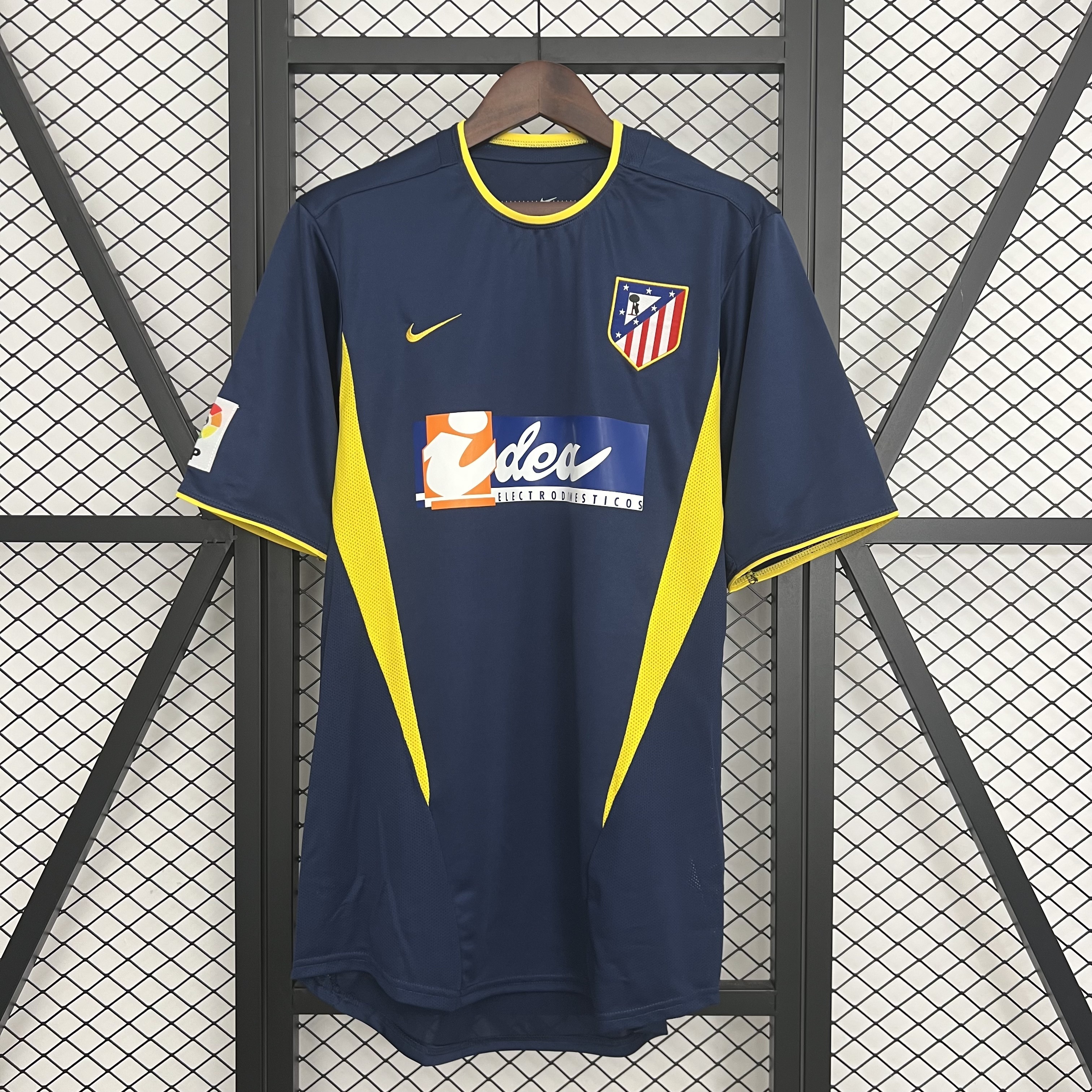 Mens Atletico Madrid Retro Away Jersey 2002/03 Mens Atletico Madrid Retro Away Jersey 2002/03 front view on display