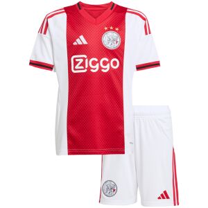 Kids Ajax home kit white and red shirt with Ziggo sponsor front view