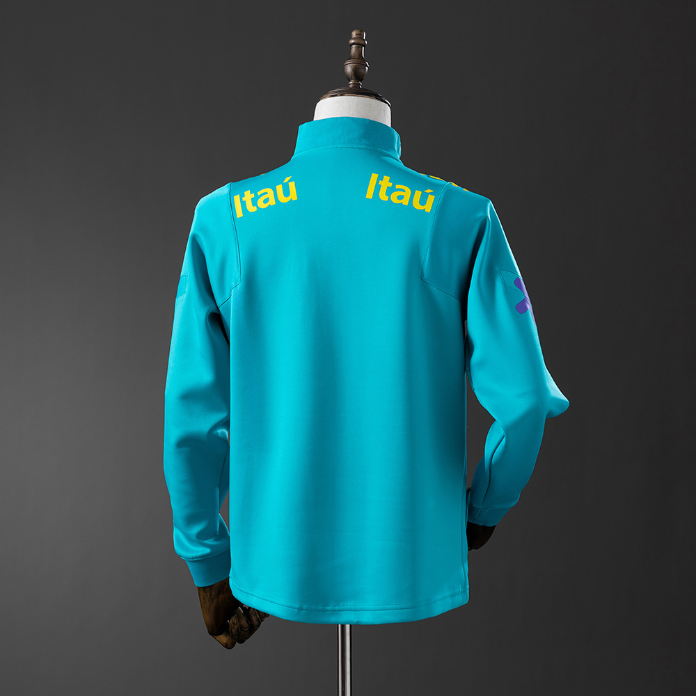 Mens World Cup Brazil Lake Blue Jacket Jersey 2022 Mens World Cup Brazil Lake Blue Jacket Jersey 2022 back view detail