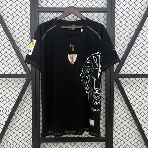 Mens Athletic Bilbao Black Retro Jersey 2005/08 Mens Athletic Bilbao Black Retro Jersey 2005/08 front view on display