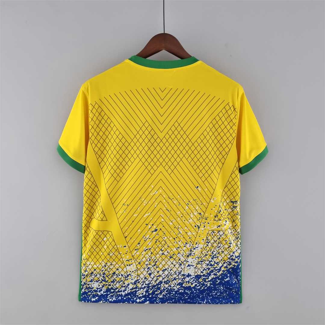 Mens World Cup Brazil Yellow Special Edition Jersey 2022 Mens World Cup Brazil Yellow Special Edition Jersey 2022 back view detail