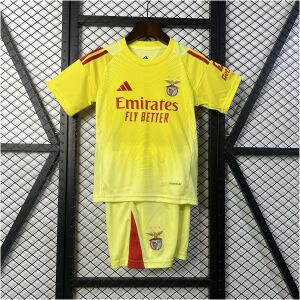 Kids Benfica Goalkeeper Kit 2025/26 front view in yellow with matching shorts