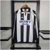 Mens Juventus Retro Long Sleeve Home Jersey 1997/98 on hanger showing full-length sleeves and black-white stripes