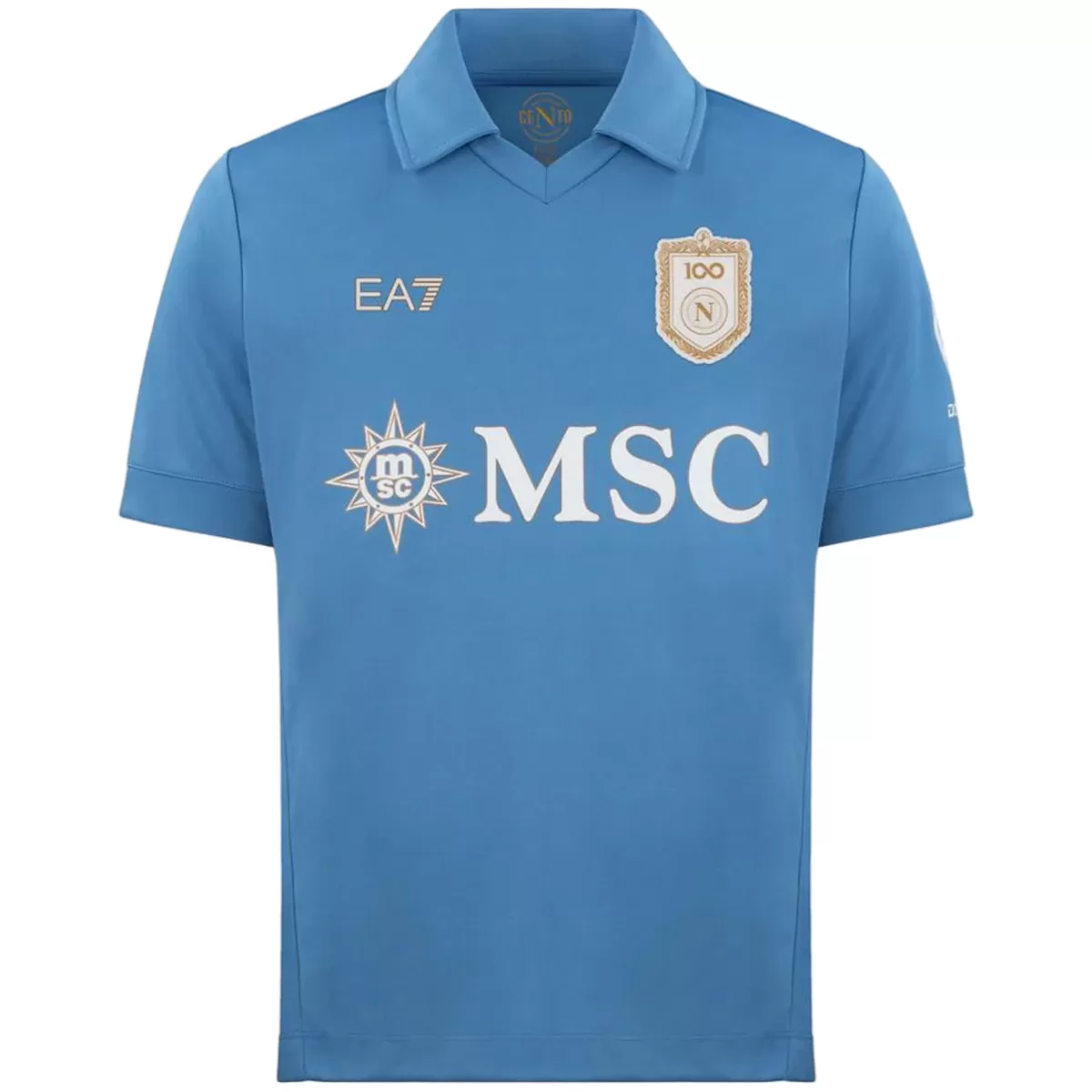Mens Napoli Home Jersey 2026/27 Mens Napoli Home Jersey 2026/27 azure blue shirt with gold centenary crest front view