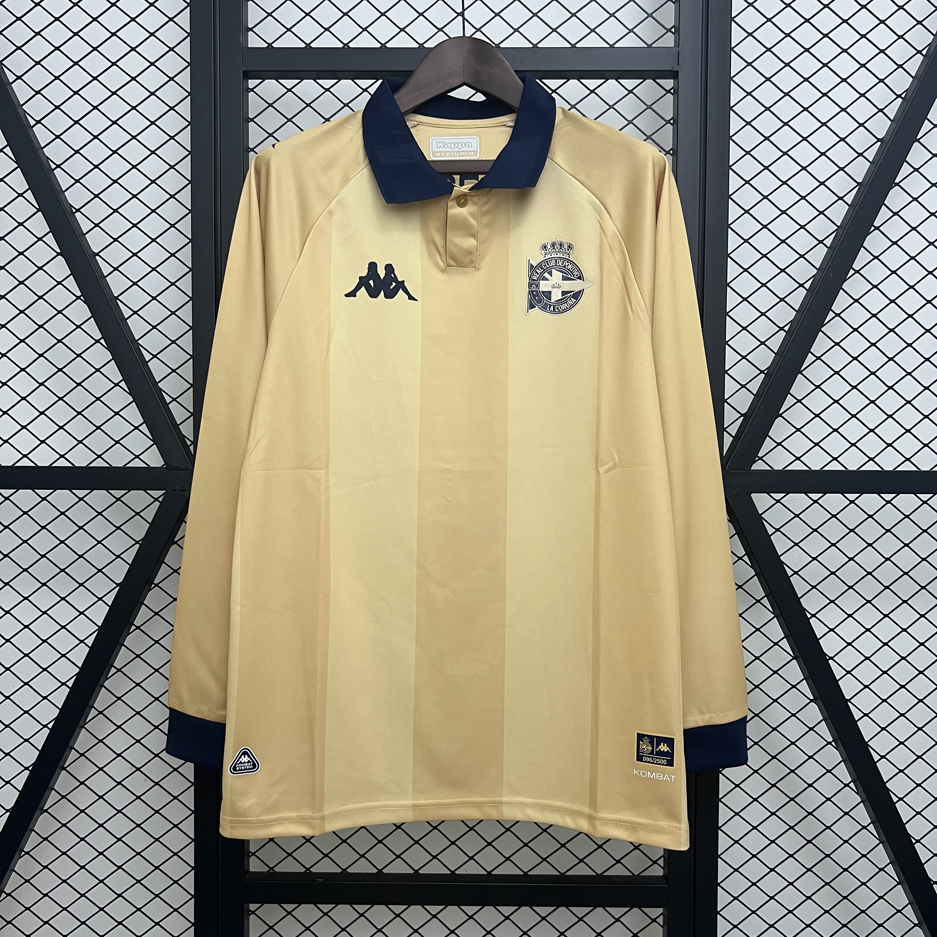 Mens Deportivo de La Coruna Yellow Long Sleeve Special Edition Jersey 2025/26 Mens Deportivo de La Coruna Yellow Long Sleeve Special Edition Jersey 2025/26 front view on display