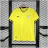 Mens Lazio Away Jersey 2024/25 on hanger showing electric yellow body with navy V-neck trim