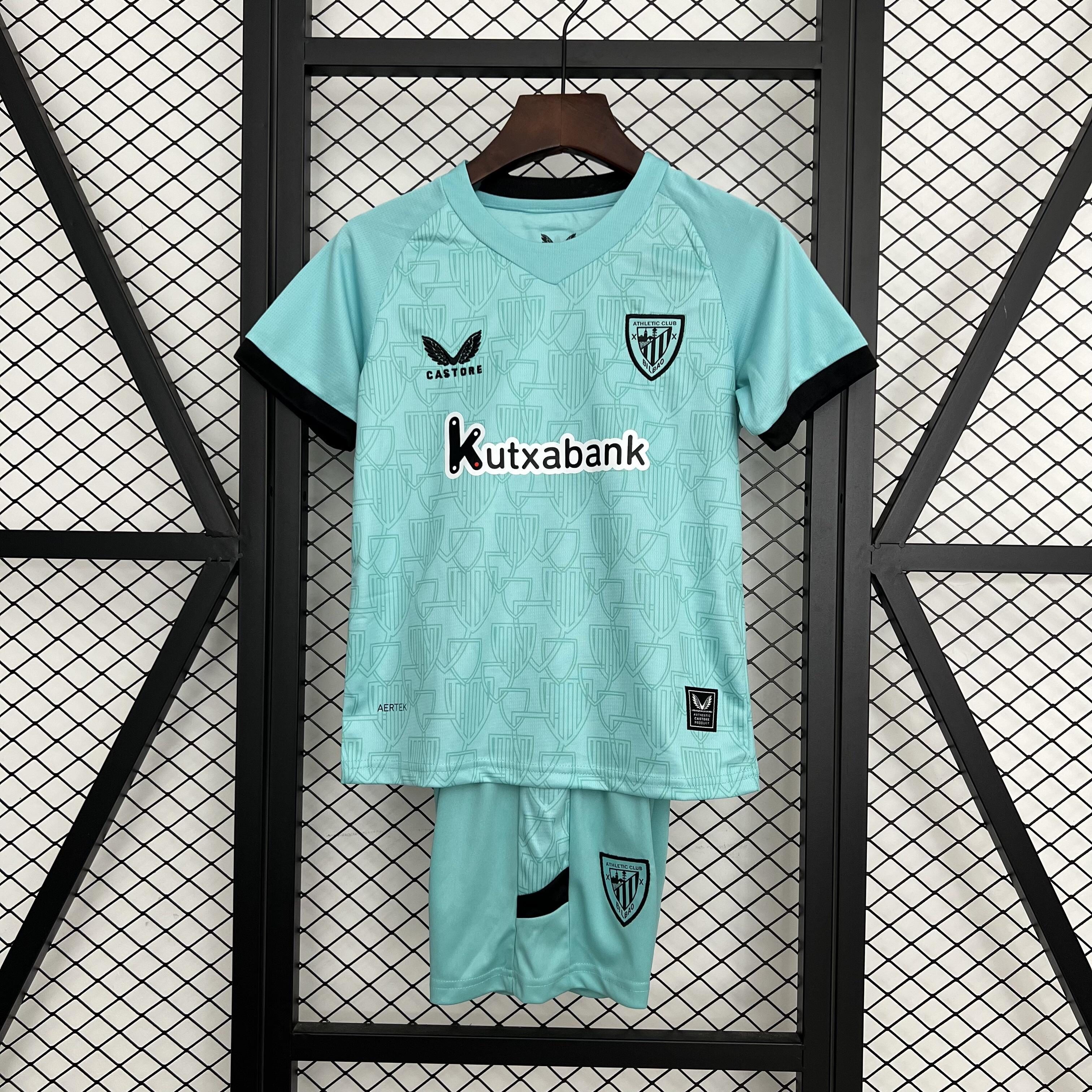 Kids Athletic Bilbao Third Kit 2025/26 Kids Athletic Bilbao Third Kit 2025/26 front view on display