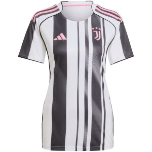 Womens Juventus Home Jersey 2025/26 front view with black stripes and pink crest
