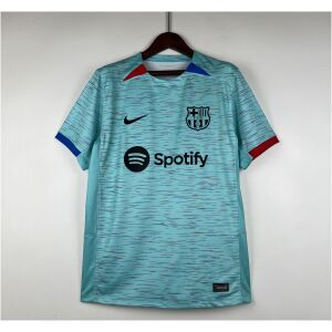 Mens Barcelona Third Jersey 2023/24 Barcelona third jersey 2023/24 light aqua with dark teal dash stripes front view