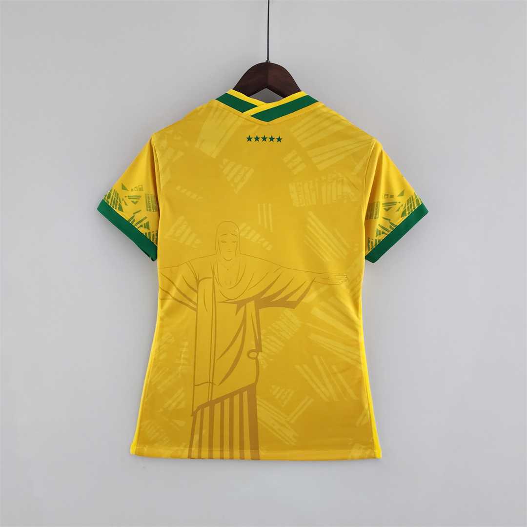 Womens World Cup Brazil classic yellow Jersey 2022 Womens World Cup Brazil classic yellow Jersey 2022 back view detail