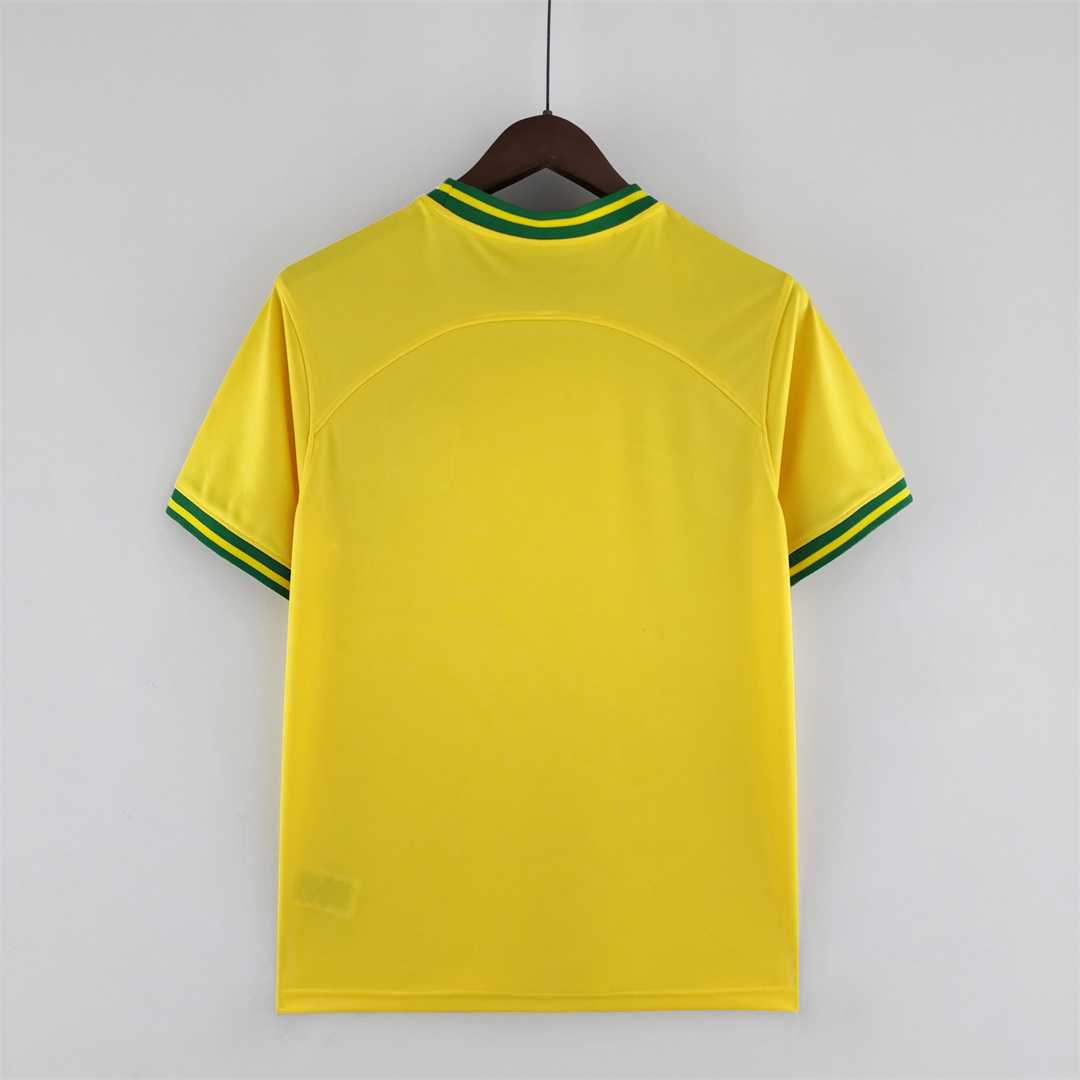 Mens World Cup Brazil Concept Yellow Jersey 2022 Mens World Cup Brazil Concept Yellow Jersey 2022 back view detail