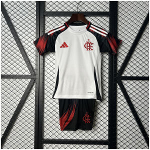 Kids Flamengo Away Kit 2025/26 front view on display