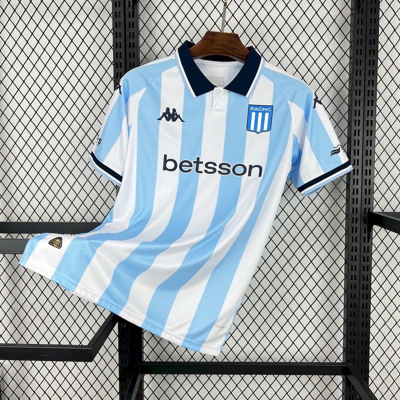 Mens Racing Home Jersey 2025/26 Mens Racing Home Jersey 2025/26 front view in sky blue and white stripes