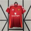 Mens Manchester United Home Jersey 2024/25 on mannequin showing two-tone red gradient body and Snapdragon sponsor