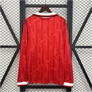Mens Manchester United Retro Long Sleeve Home Jersey 1992/94 back view detail