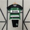 Kids Sporting Lisbon Home Kit 2024/25 showing jersey and matching black shorts